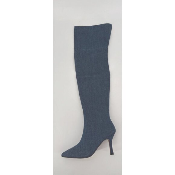 Lisa Vicky Over The Knee Boots Ave Dark Blue Denim Size 9.5 New Awesome - Picture 8 of 13